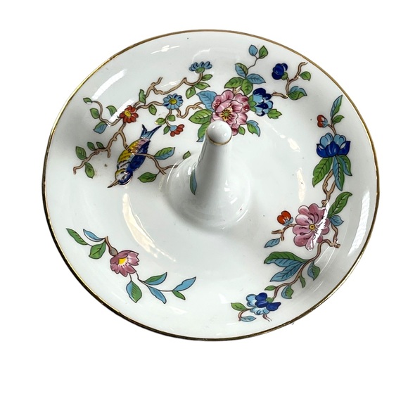 Vintage Aynsley Pembroke LOT 2 Vases & Ring holder Birds fine china England VG - Picture 3 of 7